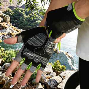 Spor bisiklet bisiklet parmaksız darbeye dayanıklı kavrama yastıklı eldiven için özelleştirilmiş erkek Polyester spor eldiven - Product Image 3