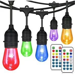 Dekorasi Lampu String Warna WiFi LED, Bola Lampu Dekorasi Tahan Cuaca RGB Berubah, Lampu Tali Peri Luar Ruangan