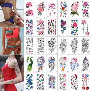 30 Sheets Temporary Tattoos For Women Girls Flower Words Butterfly Waterproof Tattoo Stickers