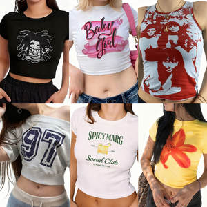 Compra al por mayor: Camiseta de manga corta para mujer, novedad de verano 2026, cuello redondo, holgada, estilo estudiantil, ropa de mujer. - Product Image 2