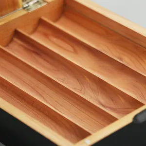 Kayu Cedar cerutu mewah kotak cerutu Travel Set Tempat Cerutu kulit portabel aksesori kotak kayu kustom kotak rokok