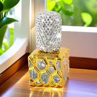 Flacon de parfum en verre orné de diamants 10 ml, style luxe léger, cube d'eau, échantillon floral, mini vaporisateur de voyage style Dubaï