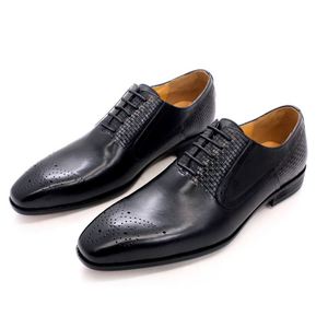 Chaussures à lacets de luxe pour hommes en cuir véritable, décontractées et habillées, idéales pour mariage, fête, bureau, chaussures de mode - Product Image 2