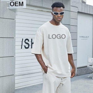 High Quality Heavyweight 280gsm Polyester Cotton Oversized Drop Shoulder O-neckline Short Sleeve T-shirt Custom t Shirt - Product Image 1