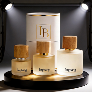 Flacons de parfum ronds en verre <span class=keywords><strong>d</strong></span>époli, flacons de parfum vides personnalisés avec bouchon en <span class=keywords><strong>bois</strong></span>, vente en gros <span class=keywords><strong>d</strong></span>'usine - Product Image 6