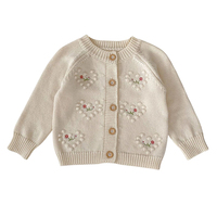 Offre Spéciale : Ensemble deux pièces tricoté pour bébé, broderie cœur, boutonnage simple, en coton personnalisé, pull chaud pour enfant