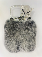 Étui de téléphone en fourrure de lapin et de castor luxueux et chaud pour iPhone 14 Mini 14 Pro Max, étui en fourrure diamantée