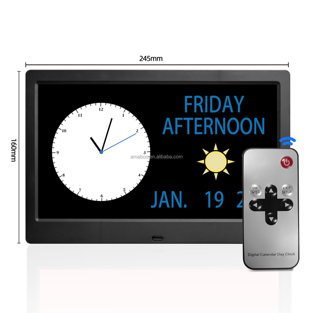 Alarm Reminders Large Day Date Time Dementia Alzheimer Clock 10 Inch Digital Calendar with MP3 AVI Smart Photo Frame for Seniors