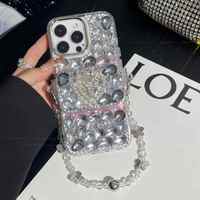 Étui de téléphone portable de luxe avec clip arrière en cristal et diamant pour iPhone 17 16 15 14 13 12, magnifique design d'amour, poignée de téléphone, sac OPP