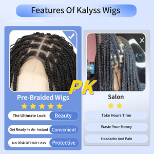 14-Inch Knotless Box <strong>Braided</strong> <strong>Wig</strong> Curly Ends Full Double Lace Front Party-Style Synthetic <strong>Wig</strong> for Women All-Person Fit - Product Image 2