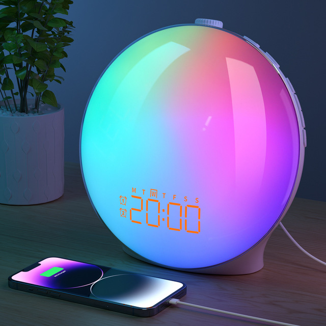 Smart Desk Lamp Sunrise Alarm Clock Wake-Up Light Night Light American Style Made in China for Living Room
