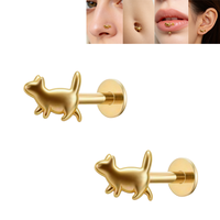 Piercing unisexe en acier chirurgical 316L pour cartilage, nez, oreille, hélix, tragus, labret, lèvre, langue, avec vis à dos plat, pour mariage