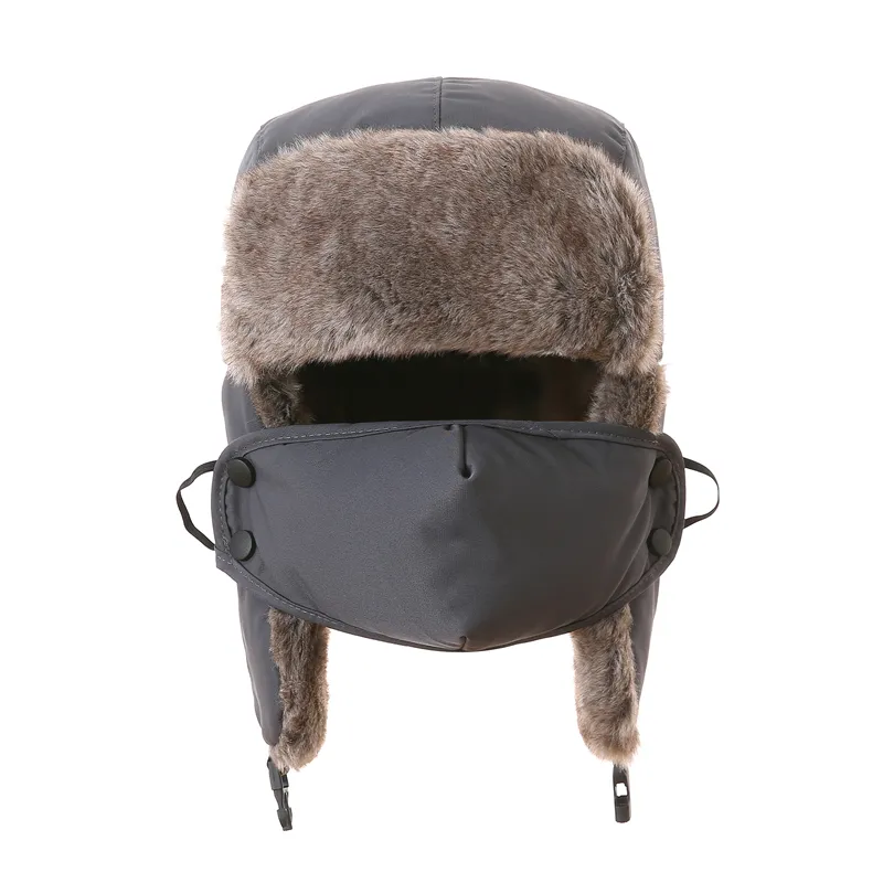 Ấm Nga Mũ Săn Bắn Ngoài Trời Faux Fur Men Trapper Hat Với Mặt Nạ