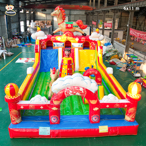 <span class=keywords><strong>Castillo</strong></span> Inflable con Tobogán y Caballo, Brincolín Inflable con Tobogán y Soplador para Niños y Adultos en Venta - Product Image 3
