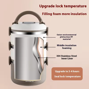 Stainless Steel Portable Insulated Thermal <b>Lunch</b> <b>Box</b> Heatable Leak Proof <b>Stackable</b> Food Container Set for Adults - Product Image 3
