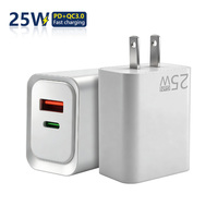 Chargeur GaN 25W USB-A+C PD3.0 à charge rapide avec câble et adaptateur secteur US pour iPhone 17 Pro Max