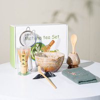 Fouet à matcha avec breloque, Fouet Chasen, Ensemble de thé matcha, Fouet en bambou, Bol en céramique, Longs ensembles de thé matcha japonais