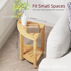 Tabouret d'angle de salle de bain en bois Lu Hai, taille personnalisable avec étagère, pour utilisation aux toilettes et sous la douche - Product Image 3