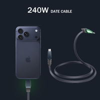 Cable de Datos Tipo-C de 240W, Núcleo de Cobre Puro de Silicona, Carga Rápida de 5A, Chips Inteligentes Dobles, Temperatura Inteligente para Computadora