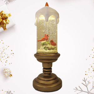 Resina personalizzata artigianato lanterna musicale in plastica globo di neve resina piccolo uccello <span class=keywords><strong>rosso</strong></span> interno per regalo di festa - Product Image 1