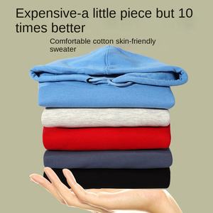 Automne hiver épais <span class=keywords><strong>pull</strong></span> épaule à <span class=keywords><strong>capuche</strong></span> 100% coton couleur unie à manches longues manteau usine en gros - Product Image 2