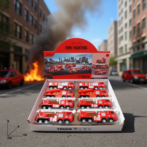 Camion de pompiers 1:55 en alliage moulé sous pression, ensemble de véhicules jouets à rétrofriction pour enfants de 5 à 7 ans - Product Image 3