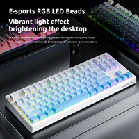 FreeWolf M87V2 87-Key Tri-Mode BT Wireless RGB Backlit Keyboard PBT Keycaps Mechanical Feel for Office & Gaming