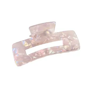 Wholesale Geometry Girl Hair Accessory Colorful PVC Marble Shark Clip Hair Grab Acrylic Solid Color Square Hair Clips Claw