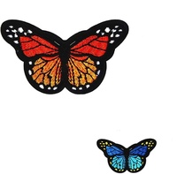 Patchs en tissu sergé brodés en forme de papillon, écologiques, pour chapeaux et sacs