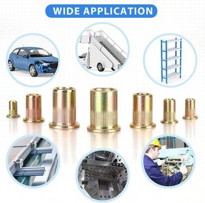 UNC <span class=keywords><strong>6</strong></span>-<span class=keywords><strong>32</strong></span> đinh tán phẳng đầu kẽm mạ thép carbon ren chèn với cơ thể có khía đinh tán NUT - Product Image 6