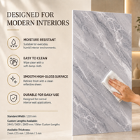 Panel de Pared de PVC con Efecto Mármol Gris MORLENX, Resistente al Fuego e Impermeable, para Renovación de Pasillos de Apartamentos