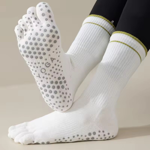 Custom Logo High Quality Knitted Five Toe Crew Yoga Grip <b>Socks</b> Anti-Slip Cotton Breathable Pilates <b>Socks</b> for Women - Product Image 5
