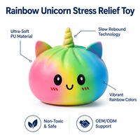 Jouet Squishy Licorne Arc-en-ciel Best-seller Needon, Jouet Anti-stress à Rebond Lent pour Soulager l'Anxiété et Décorer le Bureau
