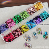 12 Grilles de Paillettes pour Ongles à Motifs Floraux, Holographiques, Mixtes, Mini Circulaires, Décorations DIY pour Ongles, Flocons 3D Floraux pour Ongles