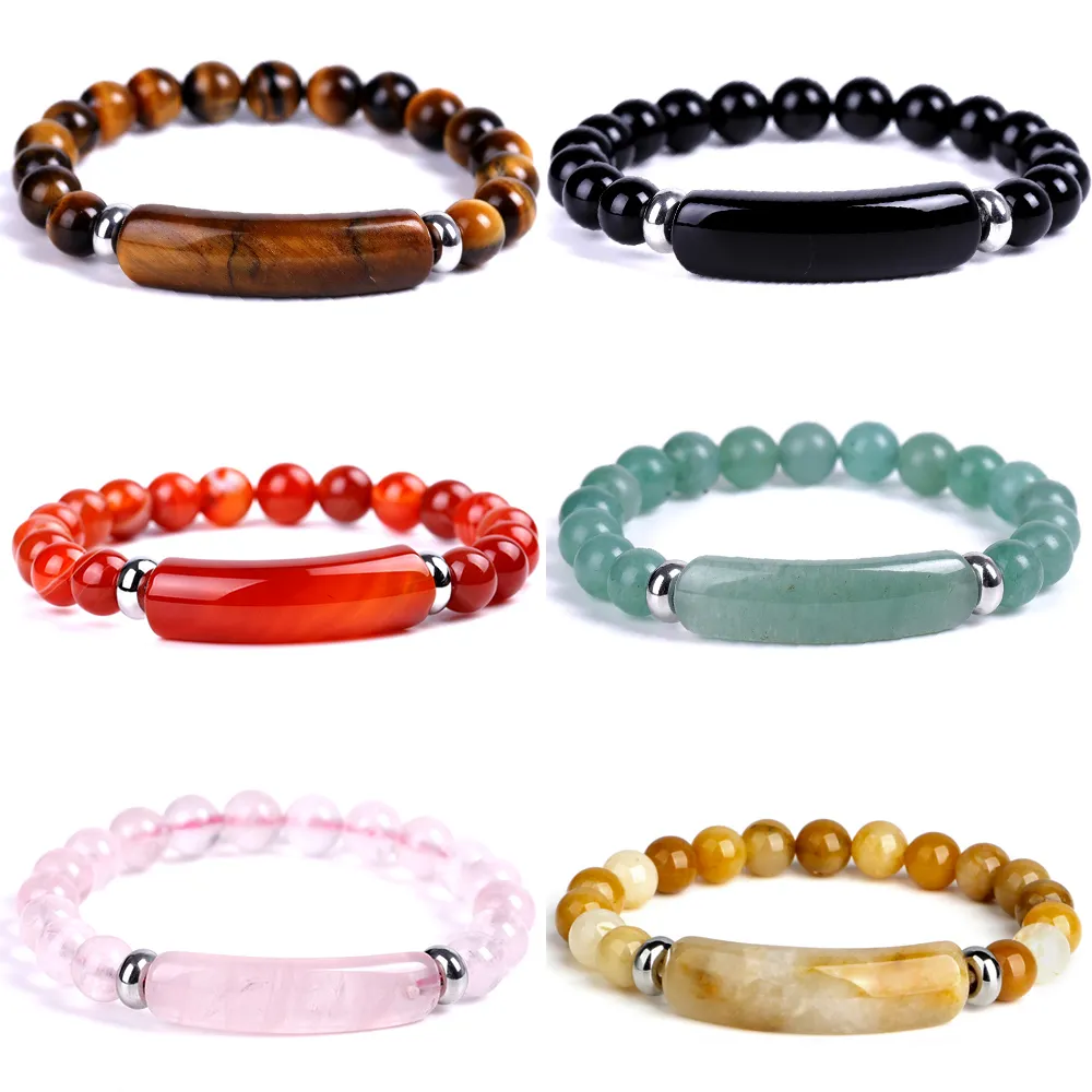 Cuentas de Jade de Ojos de tigre de cuarzo y amatista para mujer, pulsera de piedras naturales curativas, de lujo, venta al por mayor