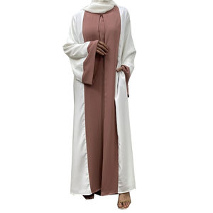 Custom Islamic Clothing Abaya Women Muslim <b>Dress</b> Abaya Women Casual Solid Color Robe Two-Piece Suit Abaya Women Muslim <b>Dress</b> - Product Image 2