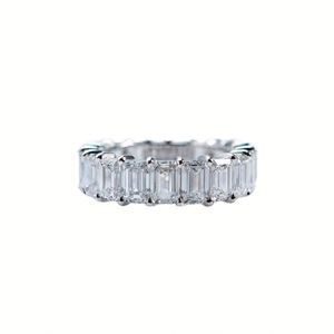 Anillo de Moissanita Personalizado Huazhong G, Corte Esmeralda, Diamante de Moissanita, Oro de 10k, 14k, 18k, Anillos de Eternidad, Joyería Fina - Product Image 1