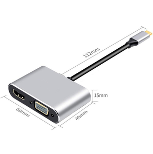 ฮับแปลงสัญญาณ 2 in 1 Type C เป็น 4K HDTV VGA ตัวแปลง USB C เป็น HDTV VGA สำหรับแล็ปท็อป โปรเจคเตอร์ โทรศัพท์มือถือ - Product Image 2