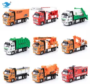 1:32 die cast camion 19 centimetri in lega di tirare indietro della macchina di costruzione saitation gru veicolo rooter dumper escavatore fuoco camion di scaletta giocattolo