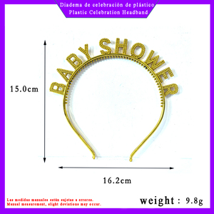 Direct usine Bandeau de fête en plastique 3D à paillettes et perles pour <span class=keywords><strong>baby</strong></span> shower et révélation du sexe, accessoire capillaire - Product Image 3