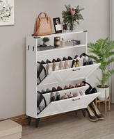 2 Flip laci lemari sepatu pintu masuk lorong penyimpanan sepatu Organizer