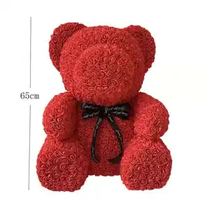 Oso de peluche rosa de alta calidad para regalo de San Valentín, oso de flores con corazón de 25cm, 40cm, 70cm, oso de peluche para volver a la escuela