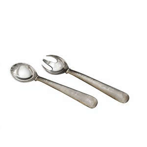 Stainless Steel Salad Servers <b>Set</b> With Textured Handles Dishwasher Safe Manual Salad Tools Reusable Eco Friendly Salad Cutlery - Product Image 1