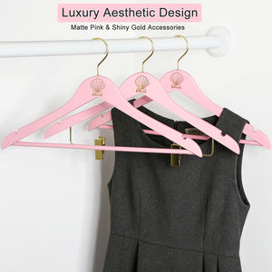 Cintres en bois rose élégants avec pinces dorées, antidérapants, <span class=keywords><strong>de</strong></span> luxe, pour robes, jupes et pantalons - Product Image 2