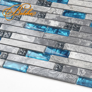 Persiano Marmo Grigio Blu Laminato Tessere di Mosaico di Vetro Della Parete Che Copre Posteriore Splash <span class=keywords><strong>Bagno</strong></span> di Casa Arredamento In Primo Piano di <span class=keywords><strong>Piastrelle</strong></span> di Pietra - Product Image 6