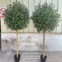Pohon Zaitun Buatan 150cm dengan Batang Kayu Solid, Pohon Topiary 65cm, Dekorasi Lanskap untuk Dalam & Luar Ruangan, Kamar Tidur, Hotel, Rumah