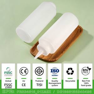 11.8 oz Bouteille personnalisée sans BPA Squeeze HDPE ECO Sauce piquante Bouteille ronde de sauce au miel classique avec couvercle à bouche pointue 350ml - Product Image 3