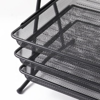 Organizador de Archivos de Escritorio Metálico Negro de 3 Niveles con Bandejas Deslizantes, Organizador de Papel para Oficina, Bandeja para Documentos