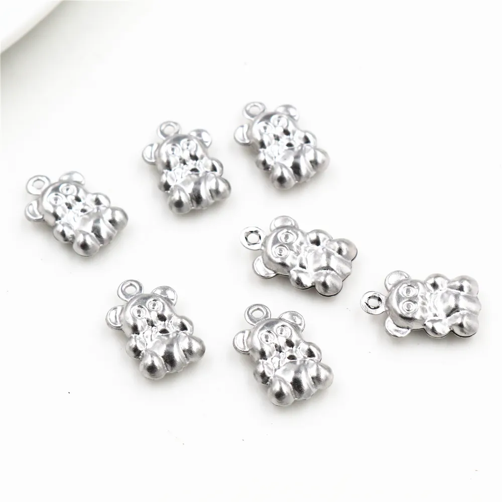 30 adet 13x8mm ayı Charms 316 paslanmaz çelik sevimli kolye uçları DIY takı yapımı bulgular için kolye bilezik