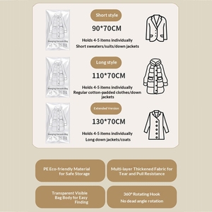 <span class=keywords><strong>Housse</strong></span> <span class=keywords><strong>de</strong></span> rangement pour vêtements anti-poussière suspendue, sac <span class=keywords><strong>de</strong></span> compression sous vide pour doudoune XINYI XY221, design <span class=keywords><strong>gain</strong></span> <span class=keywords><strong>de</strong></span> <span class=keywords><strong>place</strong></span> - Product Image 5